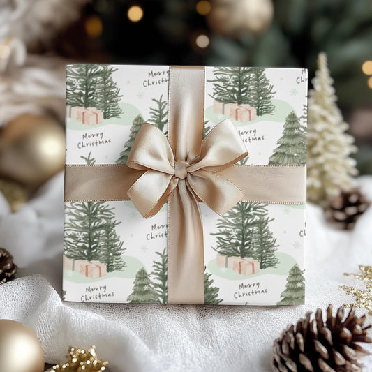 Christmas Tree Christmas Gift Wrapping Papers - Natural Christmas Gift wrap - Classic Gift Wrap - Simple Gift Wrap