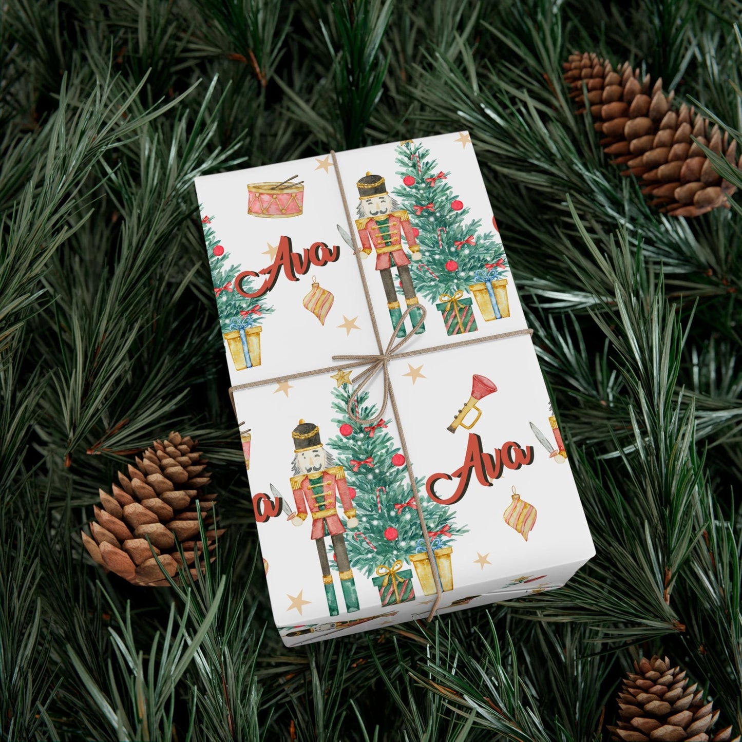 Kids Personalized Christmas Nutcracker Gift Wrapping paper - Childrens Custom Gift wrap - Classic Childs Name Gift Wrap