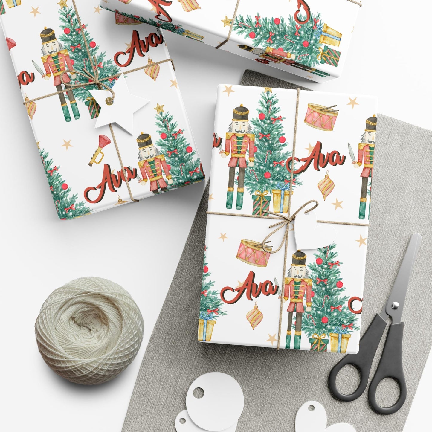 Kids Personalized Christmas Nutcracker Gift Wrapping paper - Childrens Custom Gift wrap - Classic Childs Name Gift Wrap