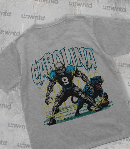 Carolina Football Shirt - Graphic Tees - Skeleton Shirt - Merch Tee - Gift Shirt - Bootleg Shirt - Skeleton Football Shirt - Panthers