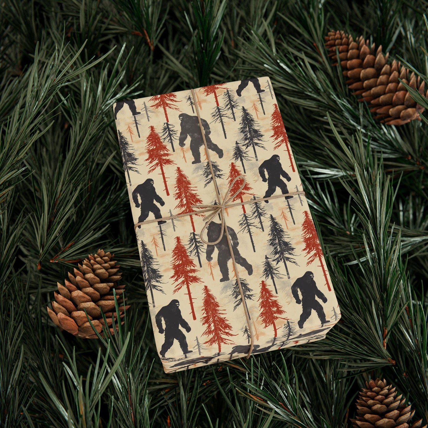 Funny Christmas Gift Wrapping Paper  Rustic Bigfoot Gift Wrap  Funny Sasquatch Giftwrap Birthday Christmas Presents Men Women