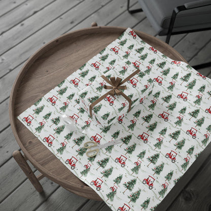 Golf Cart Wrapping Paper Christmas Holiday Golf Lovers Gift Wrap Roll, Glossy Wrapping Paper Golf Gift Wrapping Roll Golfer Gifts