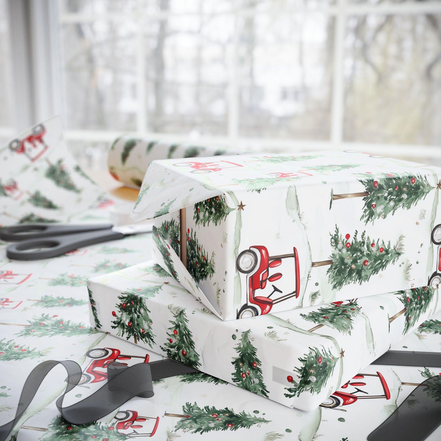 Golf Cart Wrapping Paper Christmas Holiday Golf Lovers Gift Wrap Roll, Glossy Wrapping Paper Golf Gift Wrapping Roll Golfer Gifts