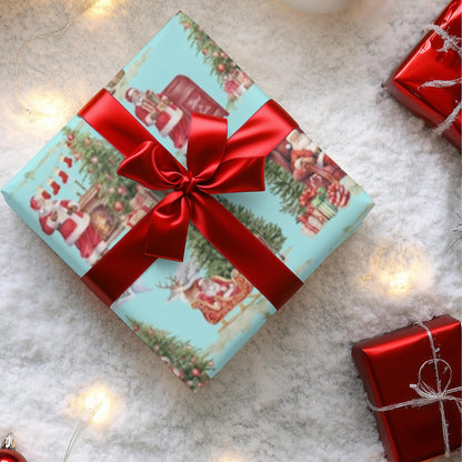 Vintage Santa Gift Wrap Papers - Retro Christmas Gift wrapping - Nostalgic Santa Claus Wrapping paper