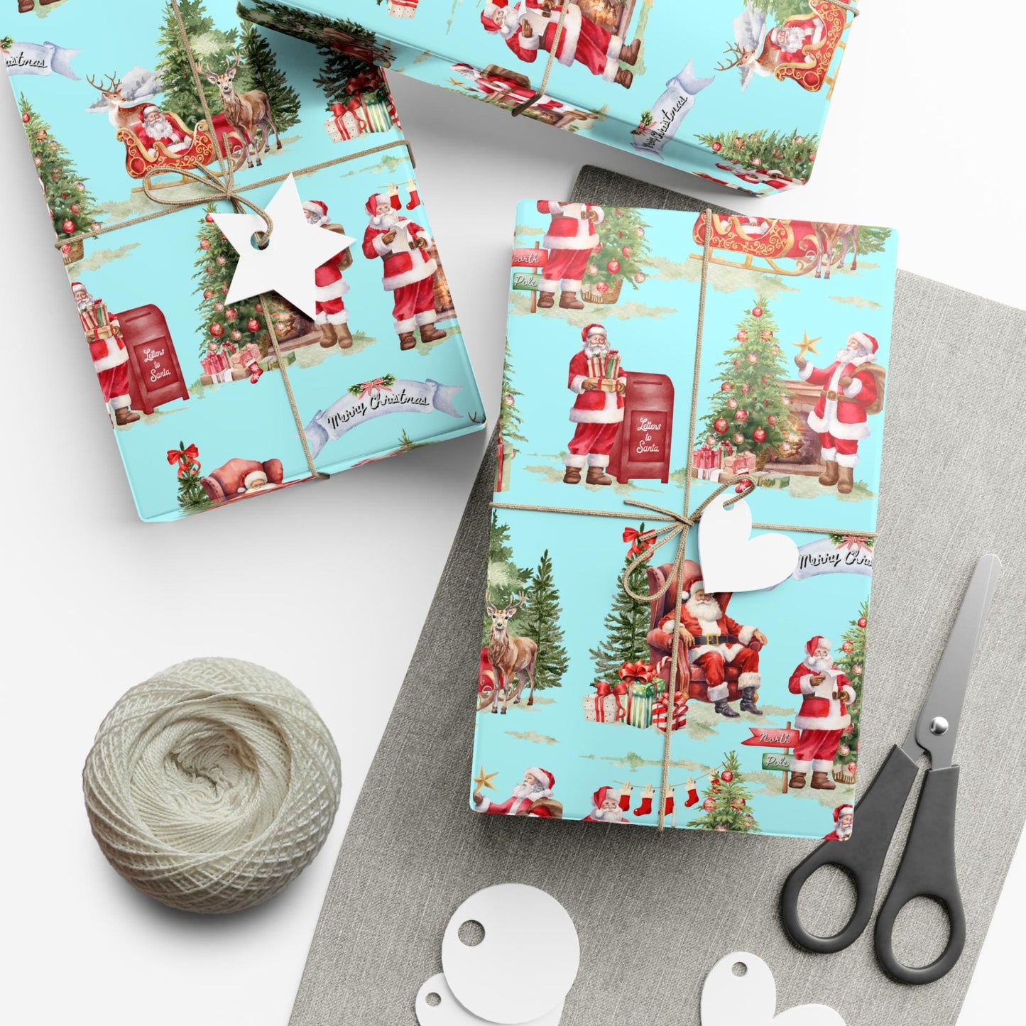 Vintage Santa Gift Wrap Papers - Retro Christmas Gift wrapping - Nostalgic Santa Claus Wrapping paper