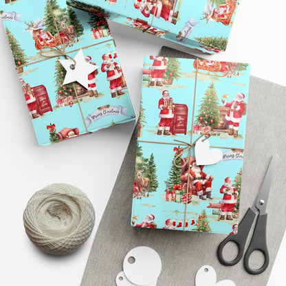 Vintage Santa Gift Wrap Papers - Retro Christmas Gift wrapping - Nostalgic Santa Claus Wrapping paper
