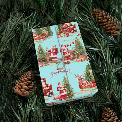 Vintage Santa Gift Wrap Papers - Retro Christmas Gift wrapping - Nostalgic Santa Claus Wrapping paper
