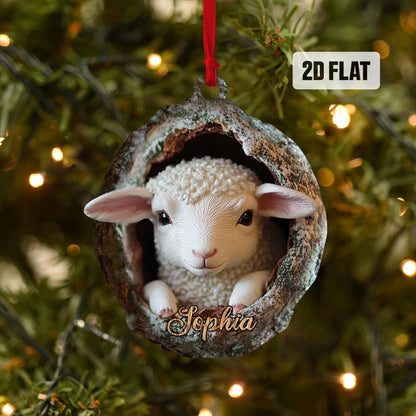 Personalized Sheep 2D Flat Ornament, Custom Sheep Christmas Tree Ornament, Sheep Christmas Home Decor, Farm Ornament, Gift for Animal Lovers