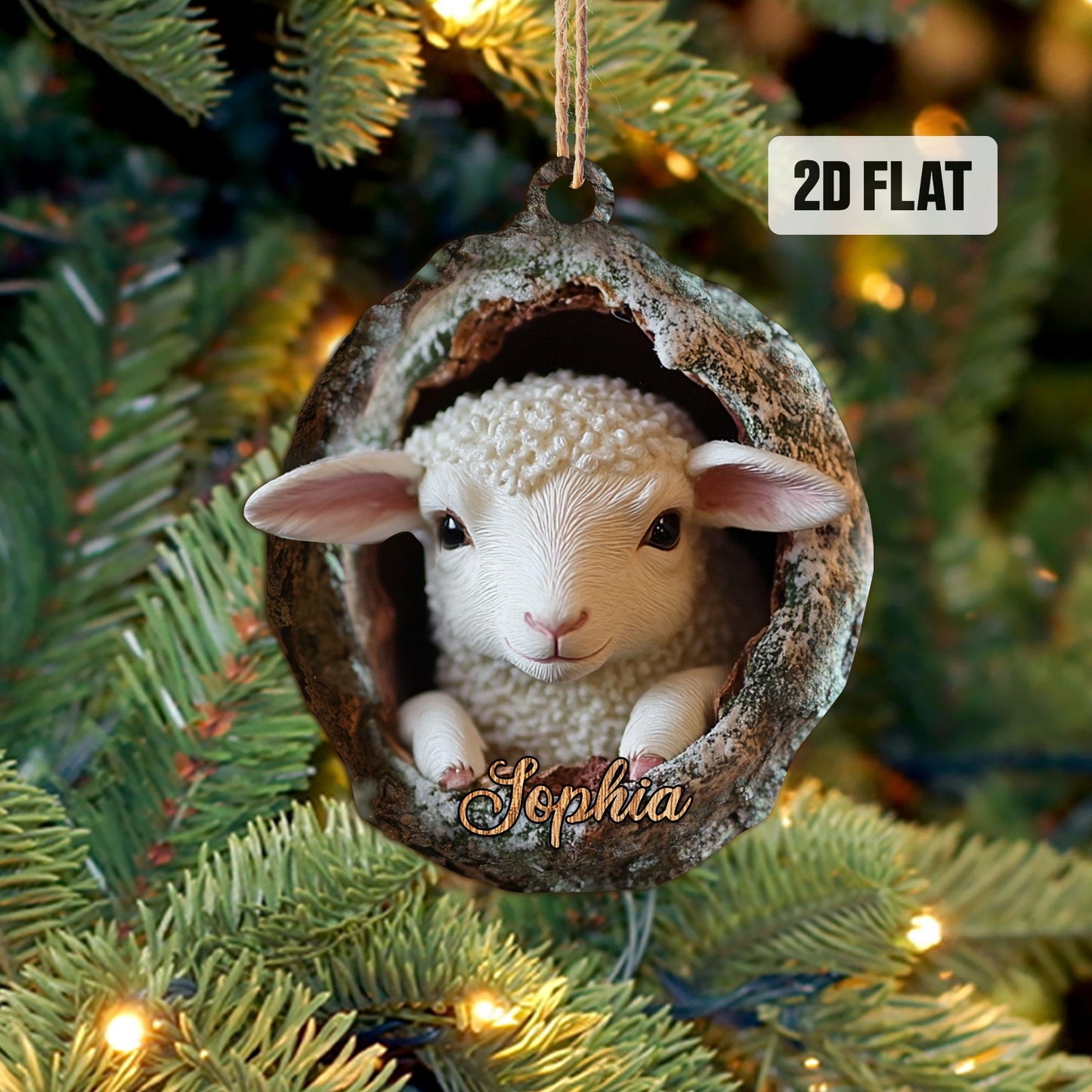 Personalized Sheep 2D Flat Ornament, Custom Sheep Christmas Tree Ornament, Sheep Christmas Home Decor, Farm Ornament, Gift for Animal Lovers