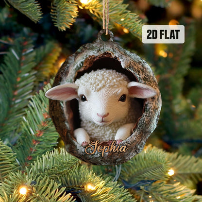Personalized Sheep 2D Flat Ornament, Custom Sheep Christmas Tree Ornament, Sheep Christmas Home Decor, Farm Ornament, Gift for Animal Lovers