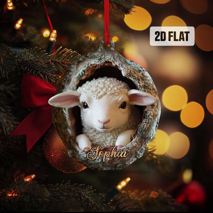 Personalized Sheep 2D Flat Ornament, Custom Sheep Christmas Tree Ornament, Sheep Christmas Home Decor, Farm Ornament, Gift for Animal Lovers