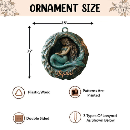 Personalized Mermaid 2D Flat Ornament, Custom Mermaid Christmas Tree Ornament, Mermaid Christmas Decor, Mermaid Girl, Xmas Gift for Girls