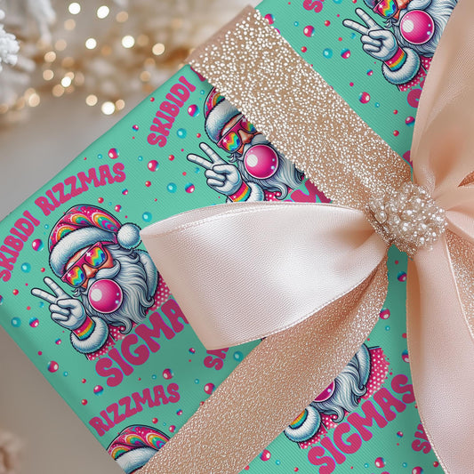 Skibidi Rizzmas Christmas Santa Gift Wrapping paper - Sigma Rizz holiday Gift wrap -Funny Gift Wrap Skibidi Rizz Tween gift idea