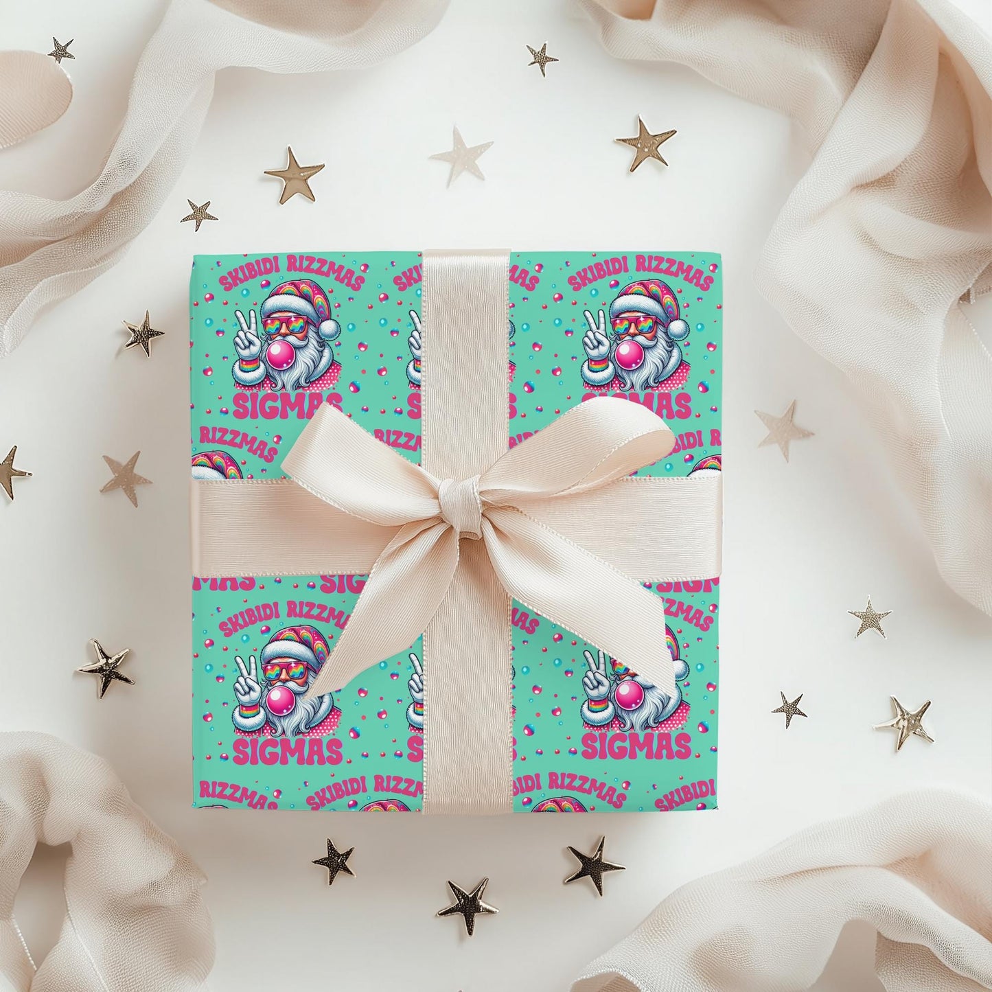 Skibidi Rizzmas Christmas Santa Gift Wrapping paper - Sigma Rizz holiday Gift wrap -Funny Gift Wrap Skibidi Rizz Tween gift idea