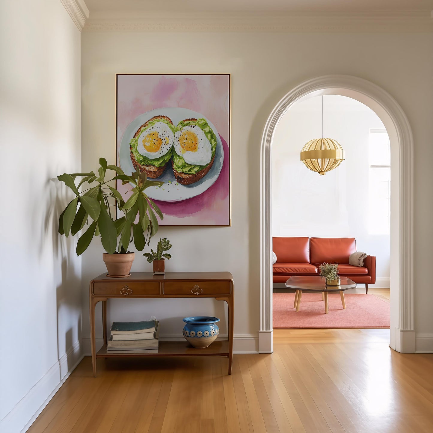 Avocado Toast Oil Painting Art Print: Quirky Kitchen Decor