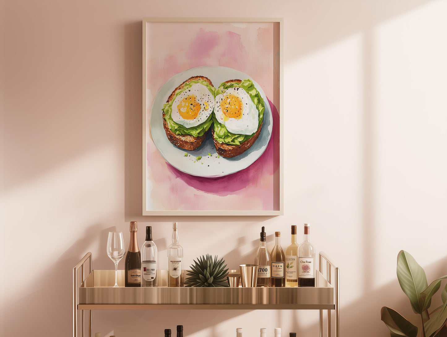 Avocado Toast Oil Painting Art Print: Quirky Kitchen Decor