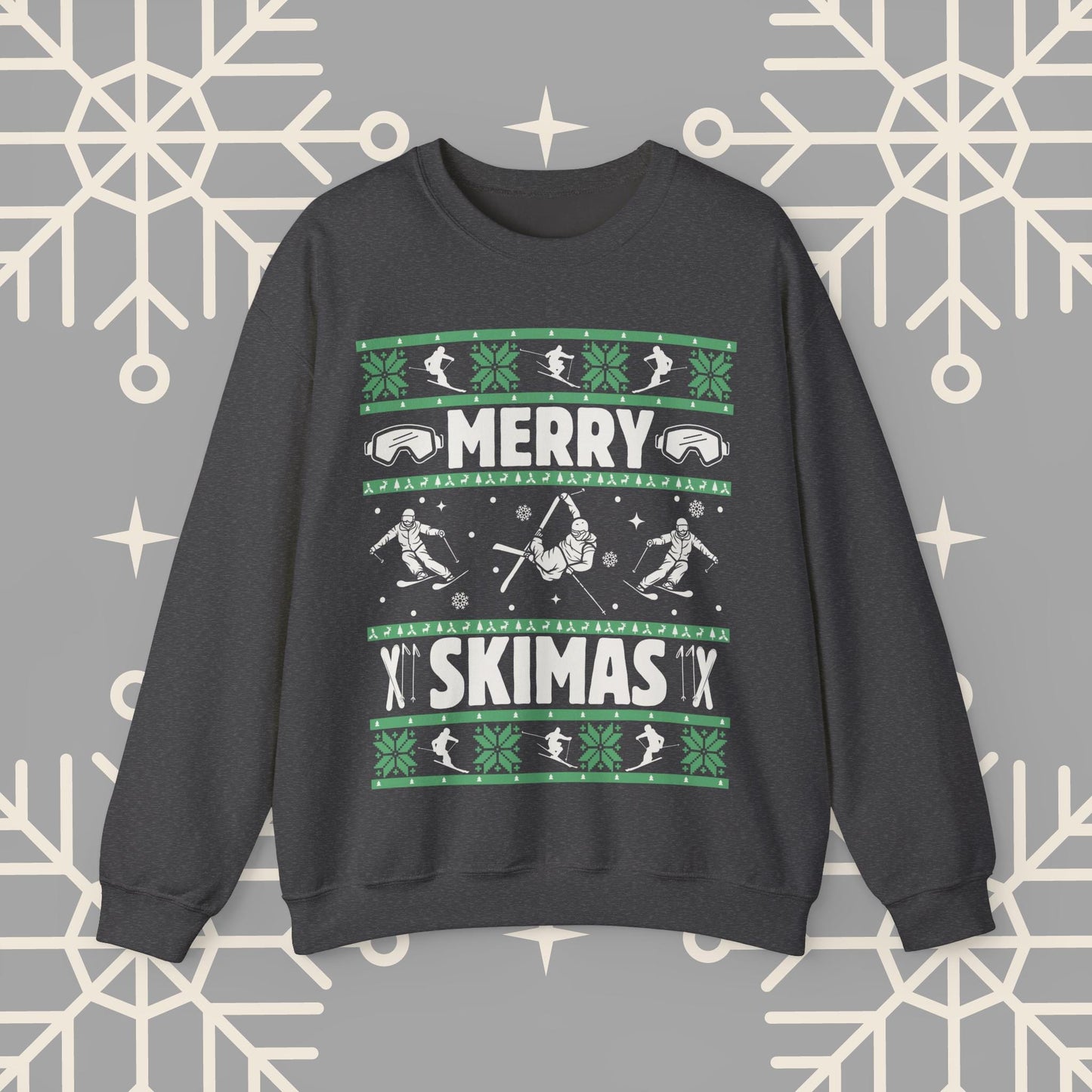 Merry Skimas Ugly Christmas , Skiing Christmas Sweatshirt, Ski Holiday Jumper, Funny Gift for Skier