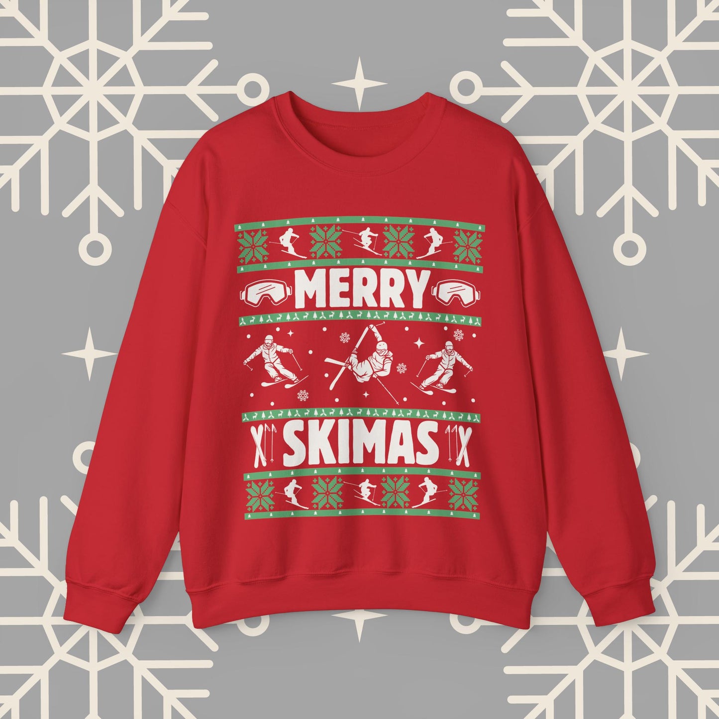 Merry Skimas Ugly Christmas , Skiing Christmas Sweatshirt, Ski Holiday Jumper, Funny Gift for Skier