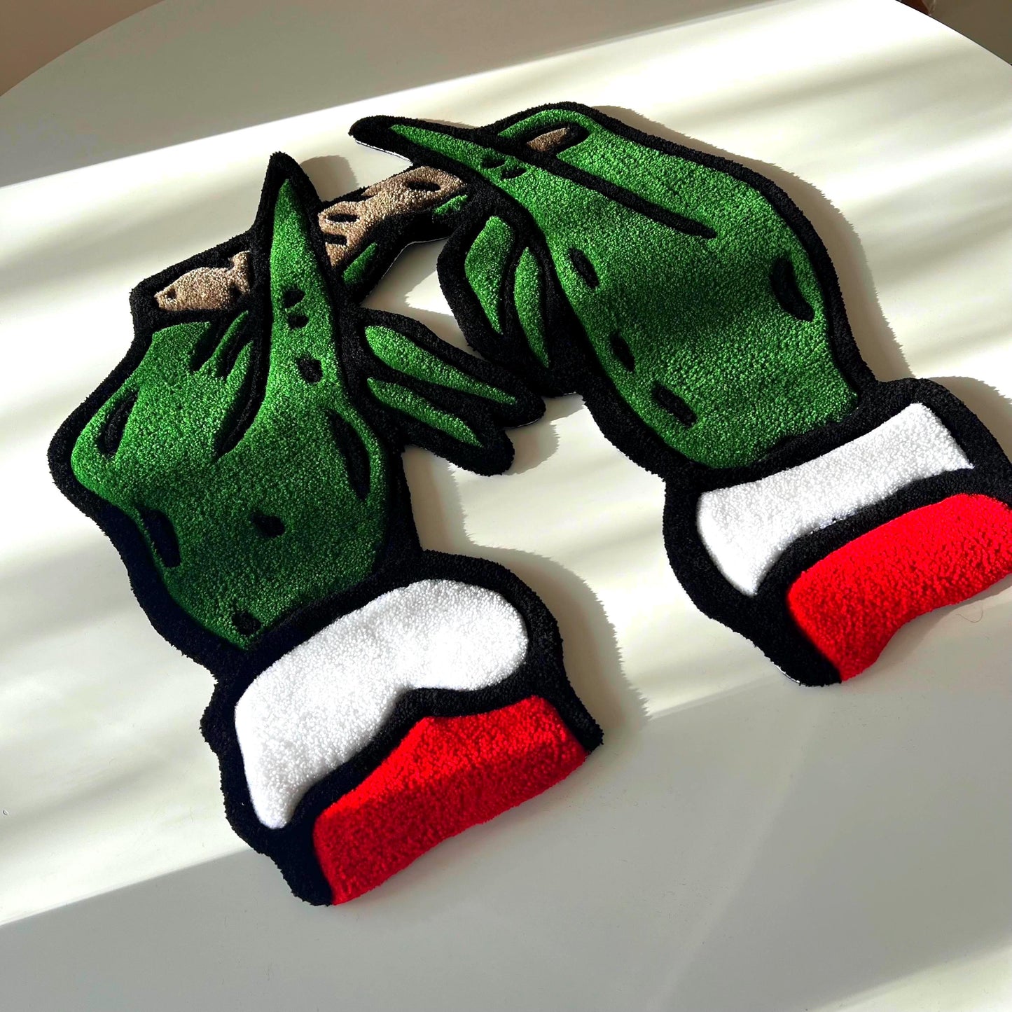 Grinch Christmas Themed Handmade Tufted Rug, Grinch Hands Rolling a Joint Carpet - Unique & Funny Christmas Gift for Friends