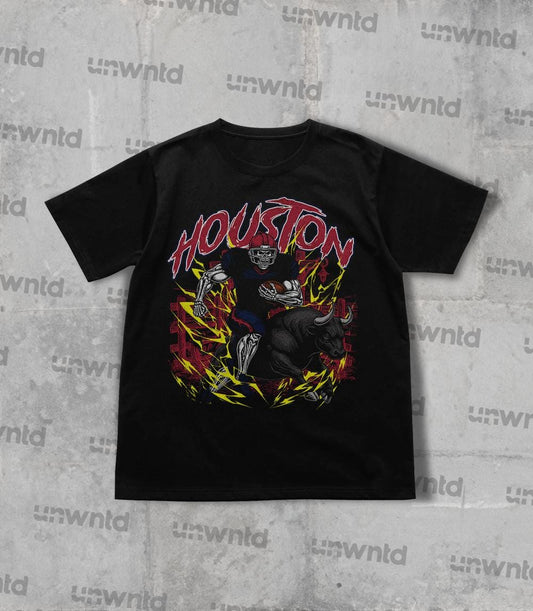 Houston Football Shirt - Graphic Tees - Skeleton Shirt - Merch Tee - Gift Shirt - Bootleg Shirt - Skeleton Football Shirt - Texans