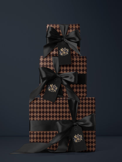 Brown Harlequin Gift Wrap Classy Wrapping Paper Birthday Traditional Gift Wrap Vintage Wrapping Paper Holiday Gift Wrap for Him Gift Brother