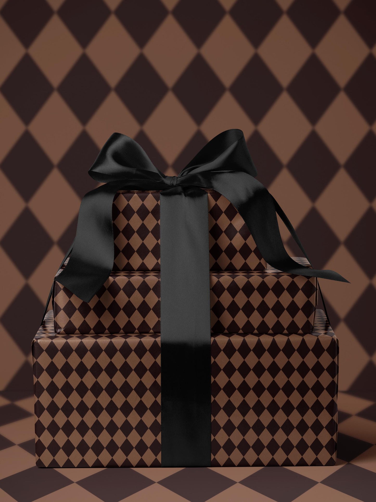Brown Harlequin Gift Wrap Classy Wrapping Paper Birthday Traditional Gift Wrap Vintage Wrapping Paper Holiday Gift Wrap for Him Gift Brother