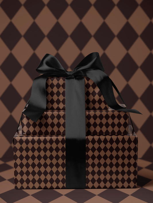 Brown Harlequin Gift Wrap Classy Wrapping Paper Birthday Traditional Gift Wrap Vintage Wrapping Paper Holiday Gift Wrap for Him Gift Brother