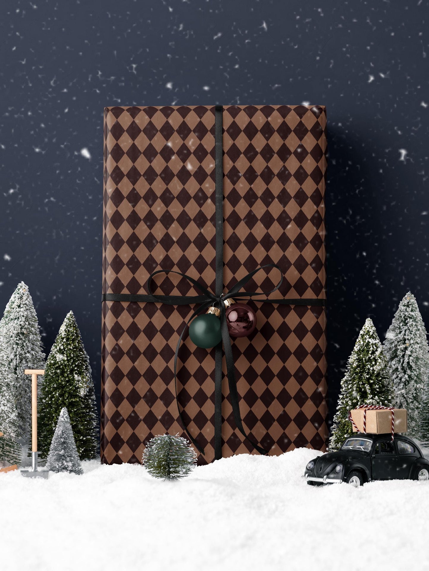 Brown Harlequin Gift Wrap Classy Wrapping Paper Birthday Traditional Gift Wrap Vintage Wrapping Paper Holiday Gift Wrap for Him Gift Brother