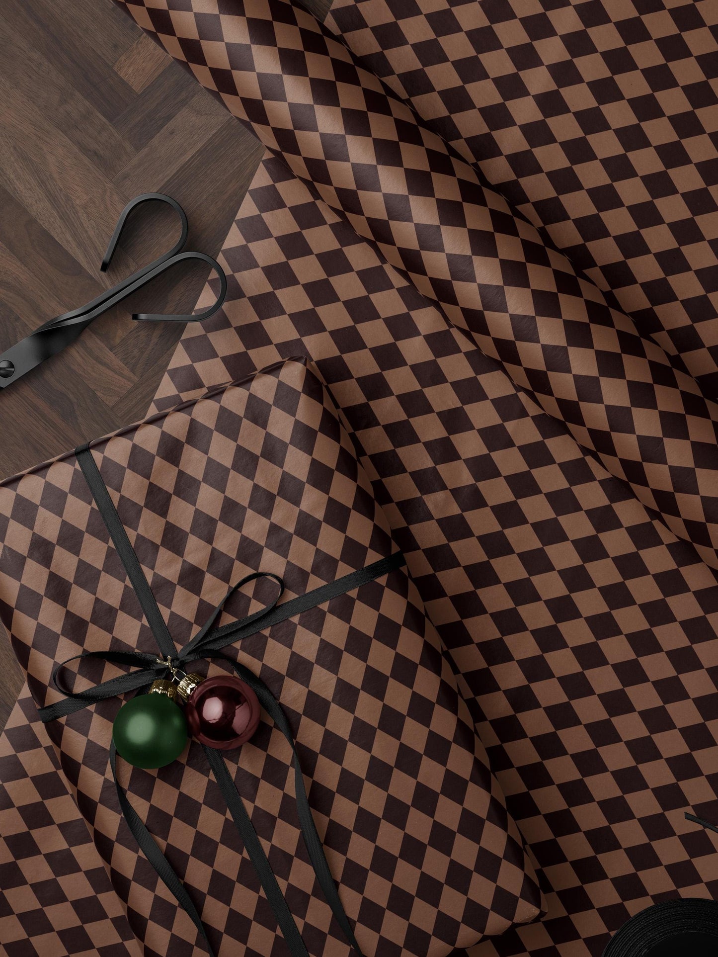 Brown Harlequin Gift Wrap Classy Wrapping Paper Birthday Traditional Gift Wrap Vintage Wrapping Paper Holiday Gift Wrap for Him Gift Brother