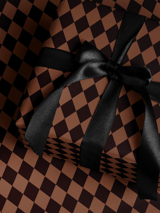 Brown Harlequin Gift Wrap Classy Wrapping Paper Birthday Traditional Gift Wrap Vintage Wrapping Paper Holiday Gift Wrap for Him Gift Brother