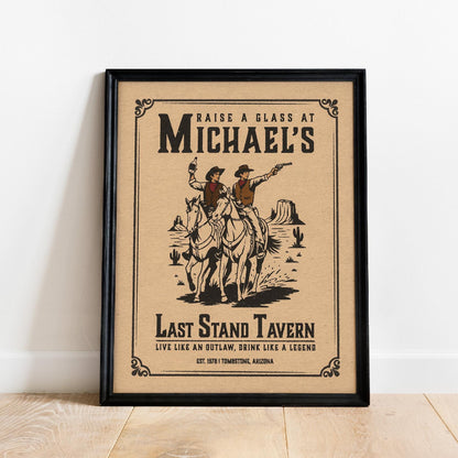 Western Wall Art, Last Stand Tavern, Vintage Cowboy Bar Poster | Bar Cart Prints | Retro Wild West Rodeo Print, Trendy Texas Cowboy Art