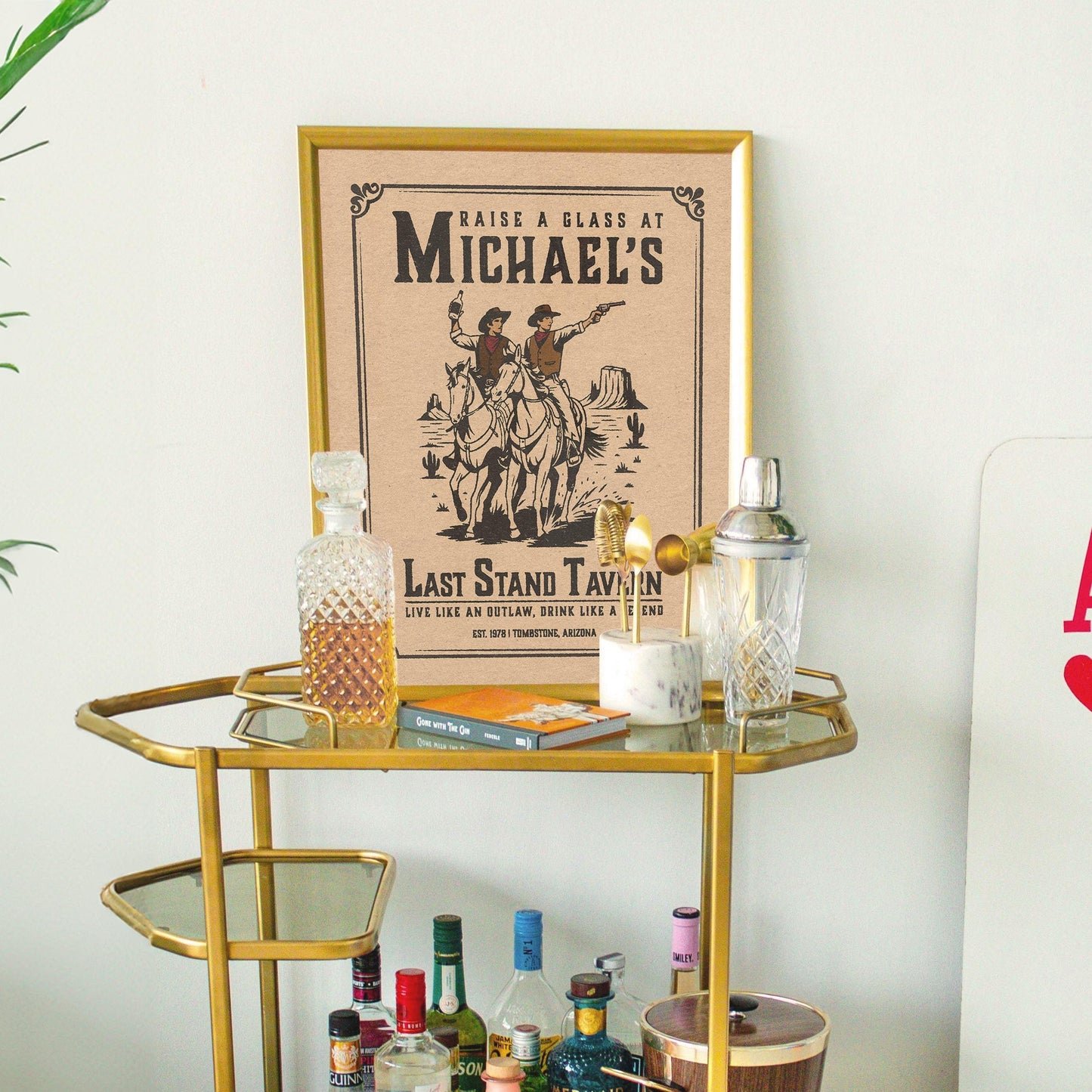 Western Wall Art, Last Stand Tavern, Vintage Cowboy Bar Poster | Bar Cart Prints | Retro Wild West Rodeo Print, Trendy Texas Cowboy Art
