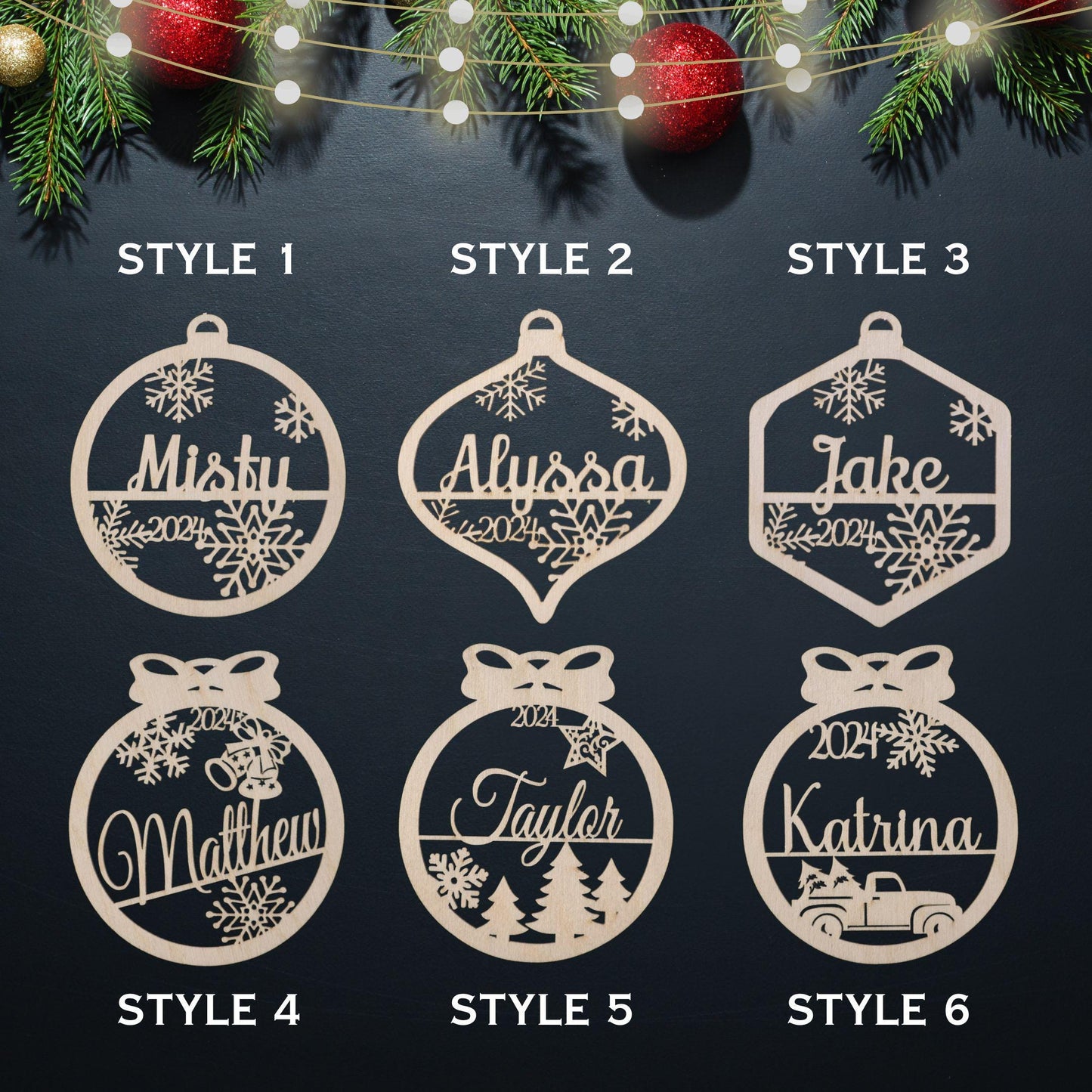 Personalized Christmas Wood Ornament | USA Made | Custom name Ornament | Laser Cut Gift Tag | Laser Cut Name Bauble