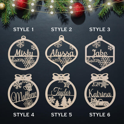 Personalized Christmas Wood Ornament | USA Made | Custom name Ornament | Laser Cut Gift Tag | Laser Cut Name Bauble