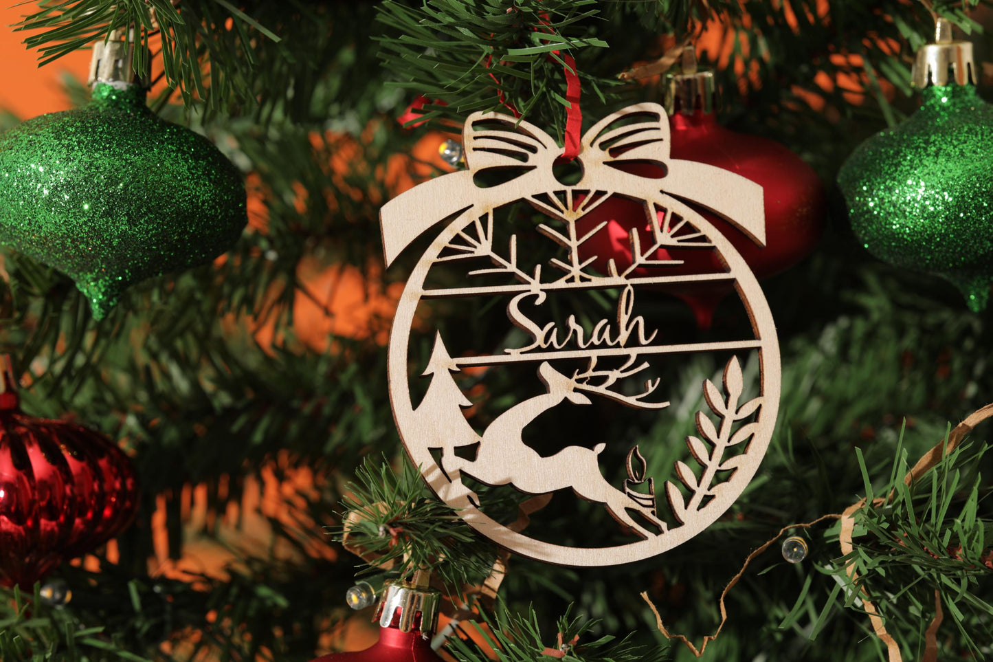 Wooden Ornament, Personalized Christmas Gift, Custom Name, Laser Cut Ornament, Engraved Ornament, Personalized Decor, Christmas Ornament