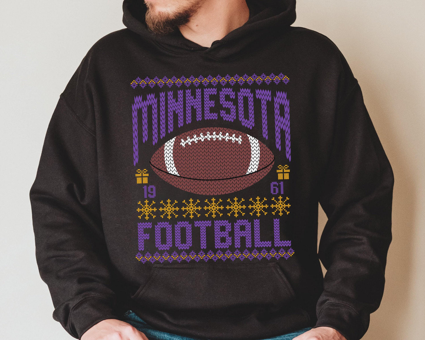 Minnesota Ugly Christmas Sweatshirt, Football Shirt, Christmas Gift Tee, Festive Football Crewneck, Holiday Winter, Minnesota Football Fan