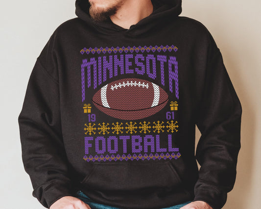 Minnesota Ugly Christmas Sweatshirt, Football Shirt, Christmas Gift Tee, Festive Football Crewneck, Holiday Winter, Minnesota Football Fan