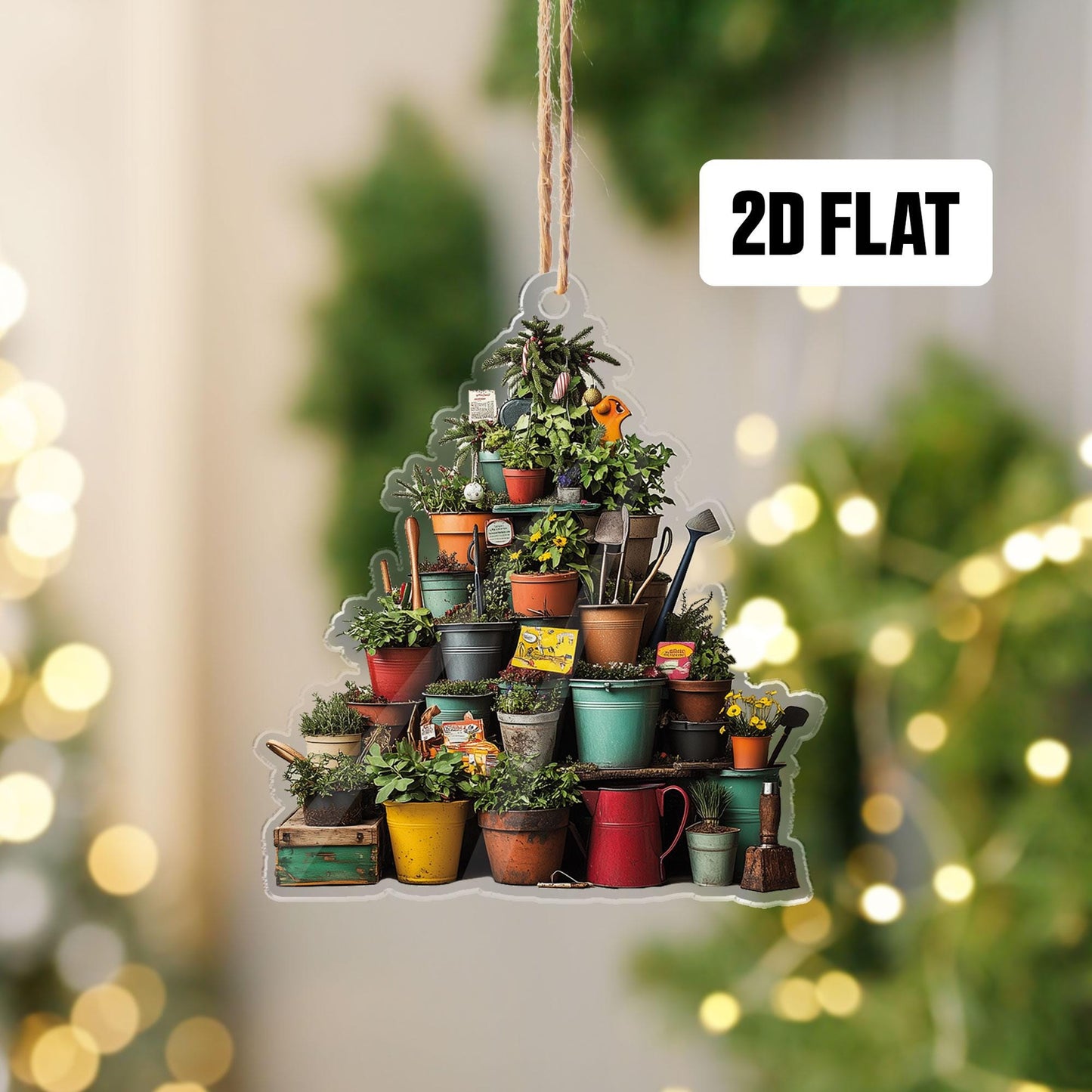 Garden 2D Flat Ornament, Greenhouse Rearview Mirror Car Accessories, Garden House Christmas Tree Ornament, Plant Lover Gift for Her, Him