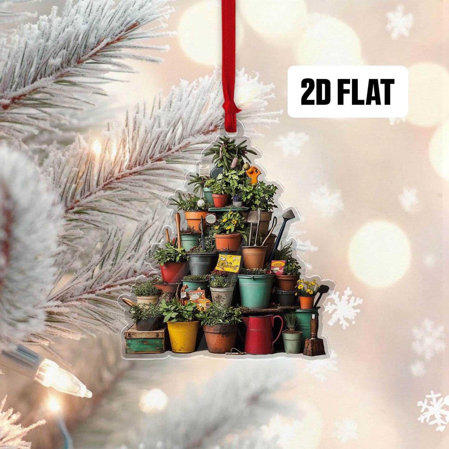 Garden 2D Flat Ornament, Greenhouse Rearview Mirror Car Accessories, Garden House Christmas Tree Ornament, Plant Lover Gift for Her, Him