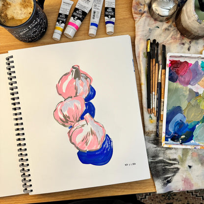 Garlic | Original Art Gouache Painting Kitchen Art