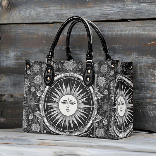 Black White Sun Tarot Inspired Designer Bag Cute Crossbody Bag Unique Purse Cute Purse, Luxury Bag Vegan Leather Bags Printed Designer Bag