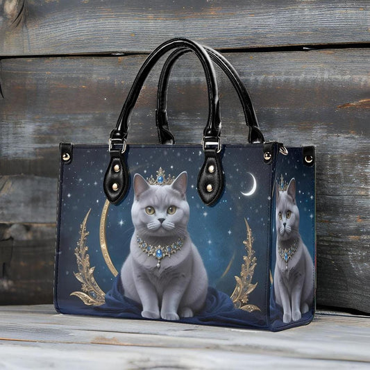 Astral Marquise Cat Crossbody Bag - Vegan Leather Designer Purse, Celestial Gift for Cat Lovers