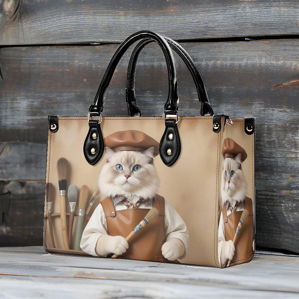 Florentine Artisan Cat Crossbody Bag - Unique Designer Purse, Vegan Leather Gift for Women