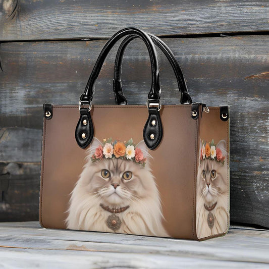 Bohemian Princess Cat Crossbody Bag - Nature-Inspired Vegan Leather Purse, Unique Gift for Cat Lovers