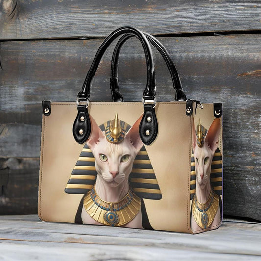Pharaoh Egyptian Cat Crossbody Bag - Unique Designer Purse, Vegan Leather Gift for Cat Lovers