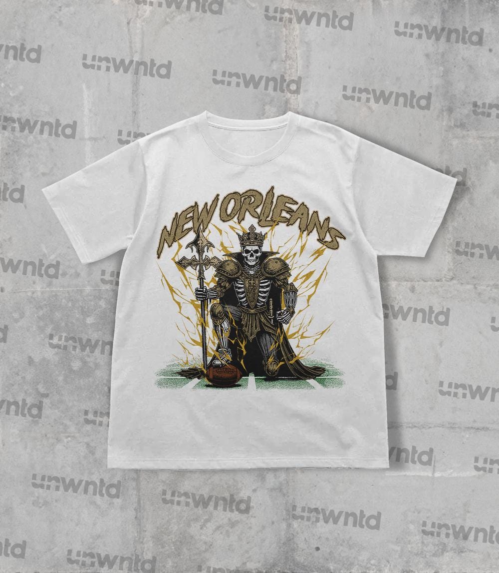 New Orleans Football Shirt - Graphic Tees - Skeleton Shirt - Merch Tee - Gift Shirt - Bootleg Shirt - Skeleton Football Shirt - Saints