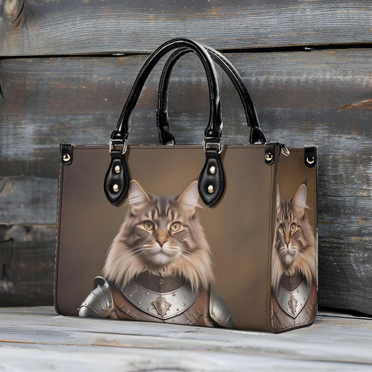 Medieval Knight Cat Bag Cute Crossbody Bag Unique Purse Cute Purse, Luxury Bag Vegan Leather Bags Printed Designer Bag