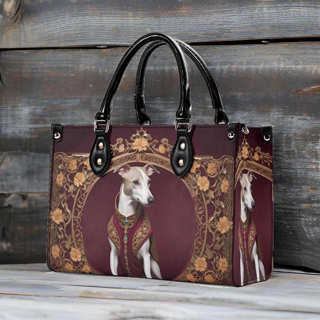 Whippet Art Nouveau Crossbody Bag - Unique Vegan Leather Purse, Luxury Dog Lover Gift