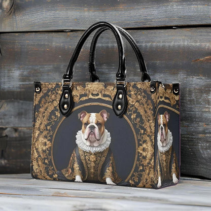 Elizabethan Bulldog Crossbody Bag - Royal Dog Portrait Vegan Leather Purse, Unique Gift for Women