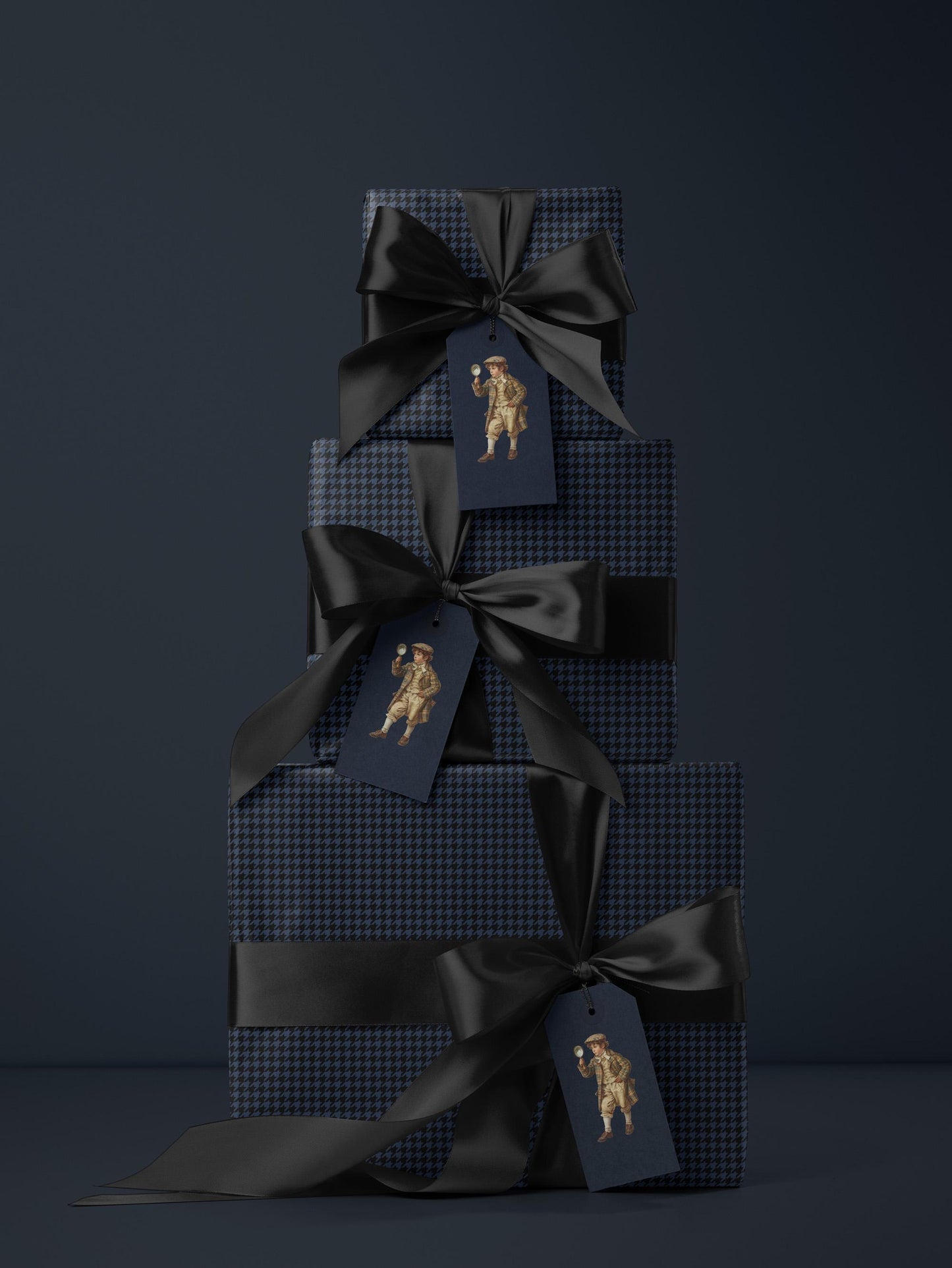 Blue Houndstooth Wrapping Paper Elegant Gift Wrap Unique Wrapping Paper Birthday Man Gift Idea Holiday Gift Wrap for Him Classy Decor Blue